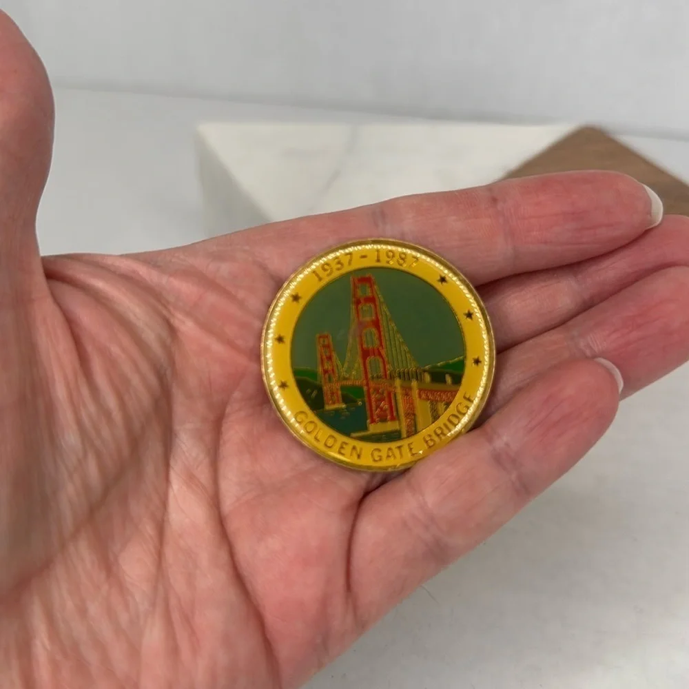 50th Anniversary 1937 - 1987 Golden Gate Bridge Royal Cloisonne Lapel Pin B13